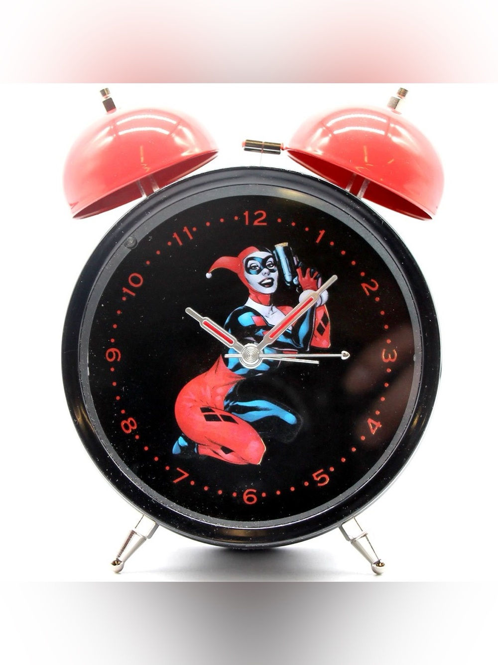 0125: Harley Quinn Themed Red and Black Alarm Clock Wall Decor